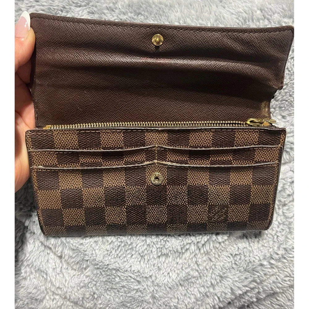 Louis Vuitton Damier Ebene Sarah Wallet Snap‎ Closure Long Bifold - Picture 2 of 7